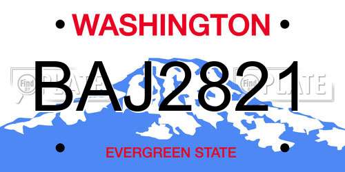 BAJ2821 Washington License Plate