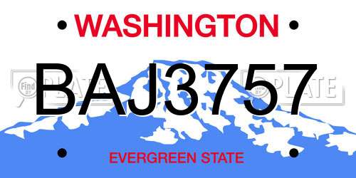 BAJ3757 Washington License Plate