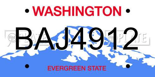 BAJ4912 Washington License Plate