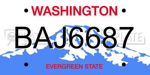 BAJ6687 Washington License Plate