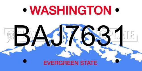 BAJ7631 Washington License Plate