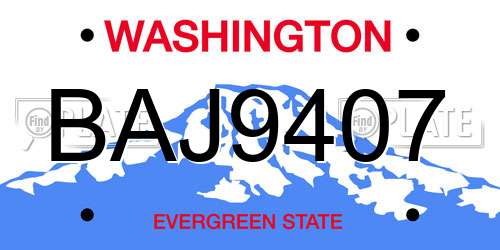 BAJ9407 Washington License Plate