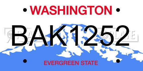BAK1252 Washington License Plate