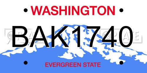 BAK1740 Washington License Plate