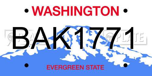 BAK1771 Washington License Plate