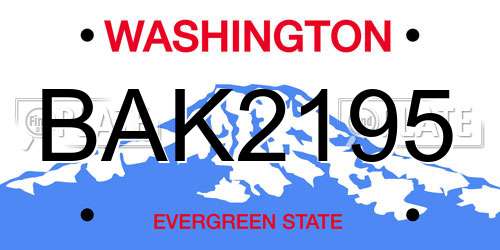 BAK2195 Washington License Plate