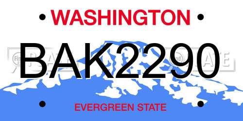 BAK2290 Washington License Plate