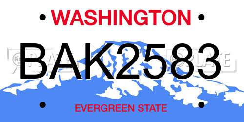 BAK2583 Washington License Plate