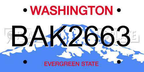 BAK2663 Washington License Plate