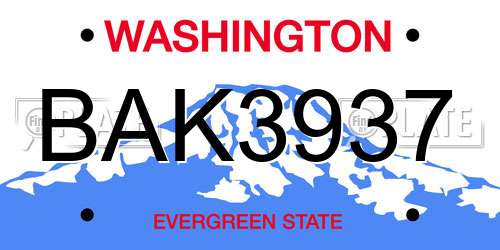 BAK3937 Washington License Plate