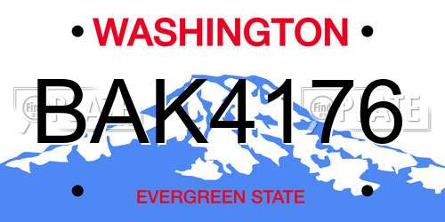 BAK4176 Washington License Plate