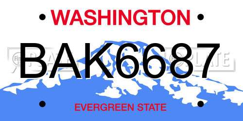 BAK6687 Washington License Plate