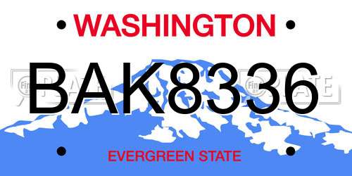 BAK8336 Washington License Plate