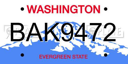 BAK9472 Washington License Plate