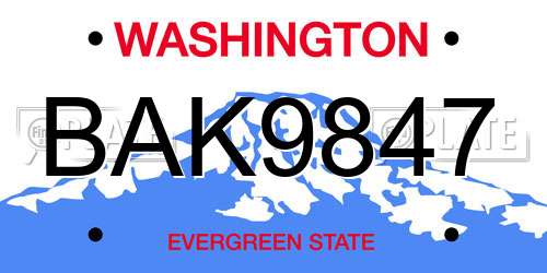 BAK9847 Washington License Plate