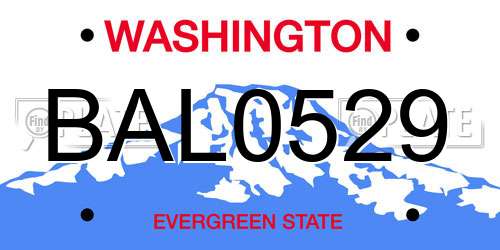 BAL0529 Washington License Plate