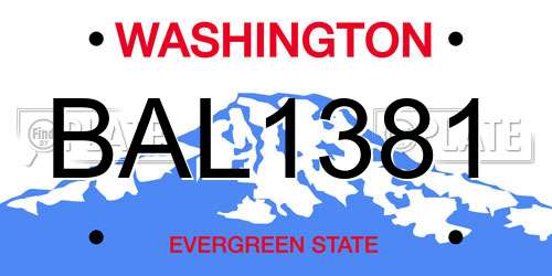 BAL1381 Washington License Plate