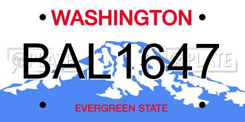 BAL1647 Washington License Plate