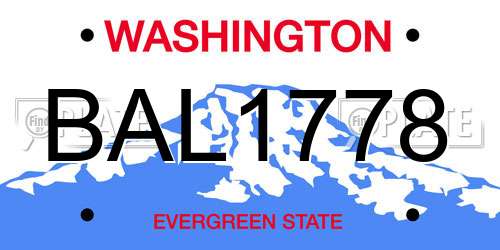 BAL1778 Washington License Plate