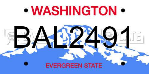 BAL2491 Washington License Plate