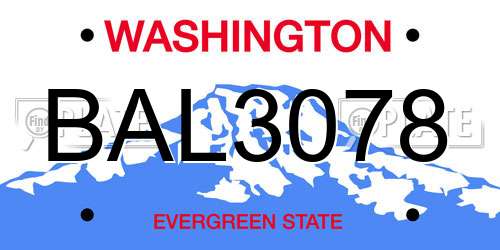 BAL3078 Washington License Plate