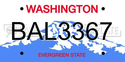 BAL3367 Washington License Plate