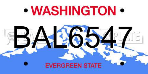 BAL6547 Washington License Plate