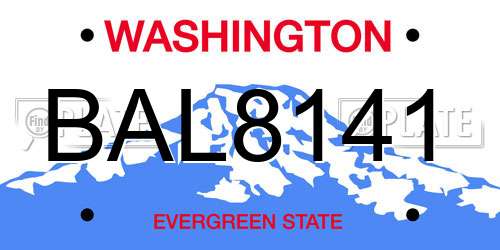 BAL8141 Washington License Plate