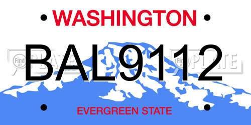 BAL9112 Washington License Plate