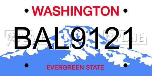 BAL9121 Washington License Plate