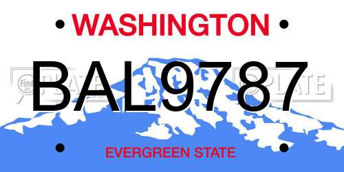 BAL9787 Washington License Plate