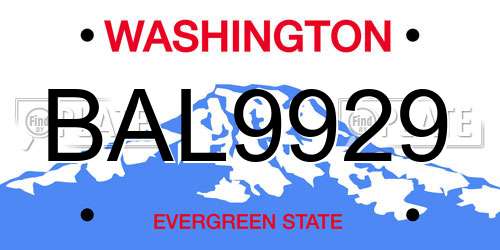BAL9929 Washington License Plate