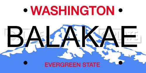 BALAKAE Washington License Plate