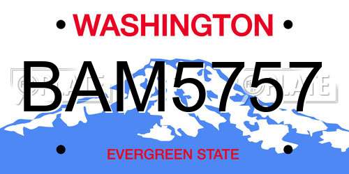 BAM5757 Washington License Plate