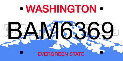 BAM6369 Washington License Plate