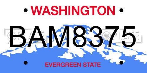 BAM8375 Washington License Plate