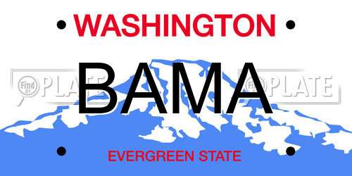 BAMA Washington License Plate