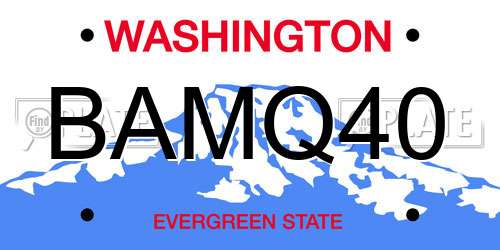 BAMQ40 Washington License Plate