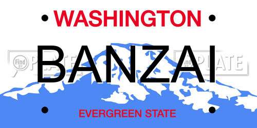 BANZAI Washington License Plate