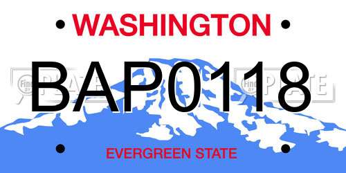 BAP0118 Washington License Plate