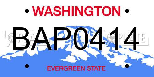 BAP0414 Washington License Plate
