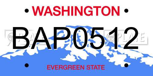 BAP0512 Washington License Plate