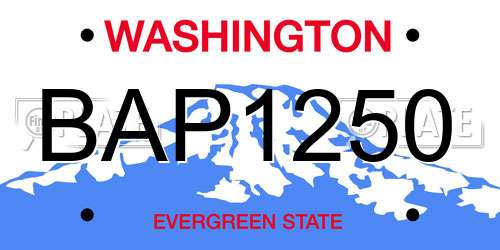 BAP1250 Washington License Plate