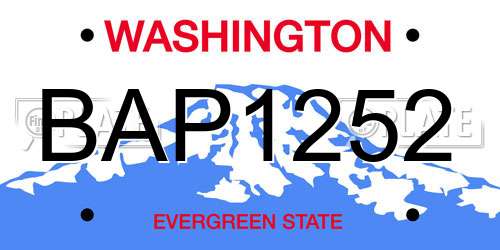 BAP1252 Washington License Plate