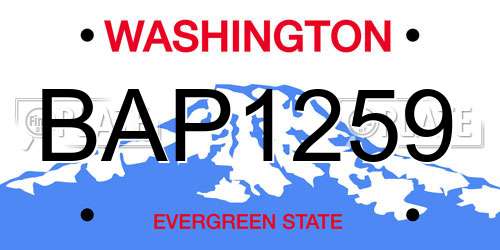 BAP1259 Washington License Plate