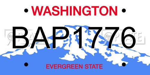 BAP1776 Washington License Plate