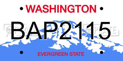 BAP2115 Washington License Plate