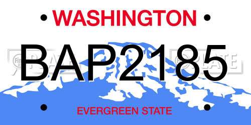 BAP2185 Washington License Plate