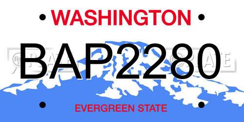 BAP2280 Washington License Plate