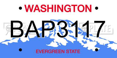 BAP3117 Washington License Plate